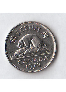 1973 - CANADA 5 Cents Nickel Castoro Circolato